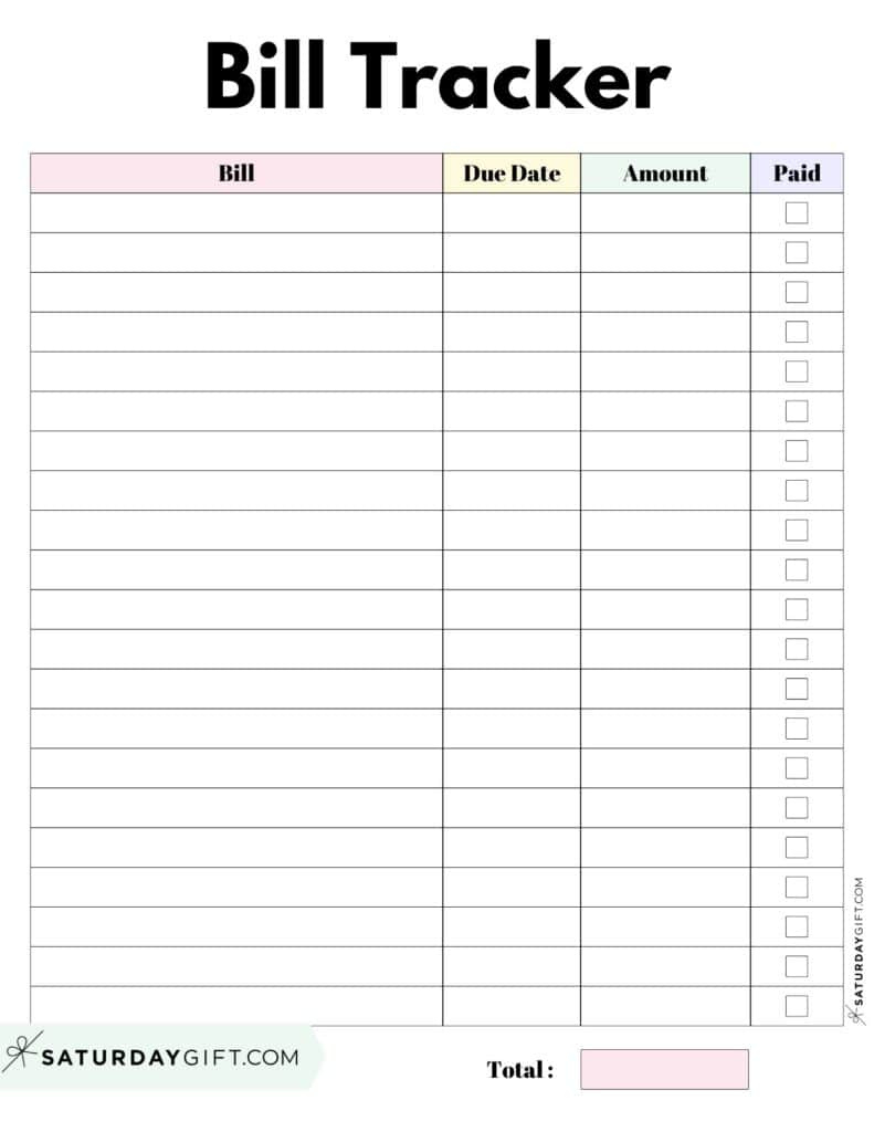 Bill Organizer Template - 39 Cute &amp;amp; Free Printable Bill Trackers with Free Printable Bill Organizer Binder