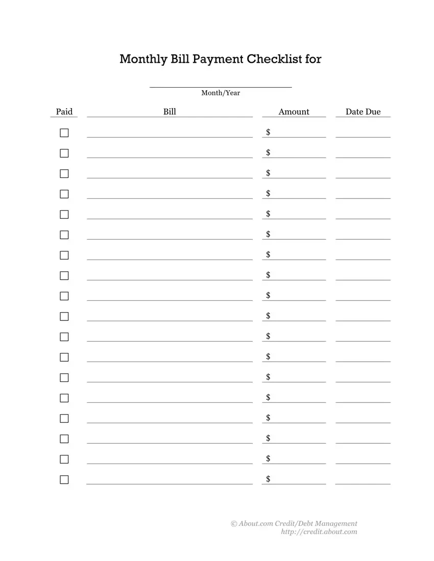 Bill Payment Checklist ≡ Fill Out Printable Pdf Forms Online in Free Printable Bill Checklist Template