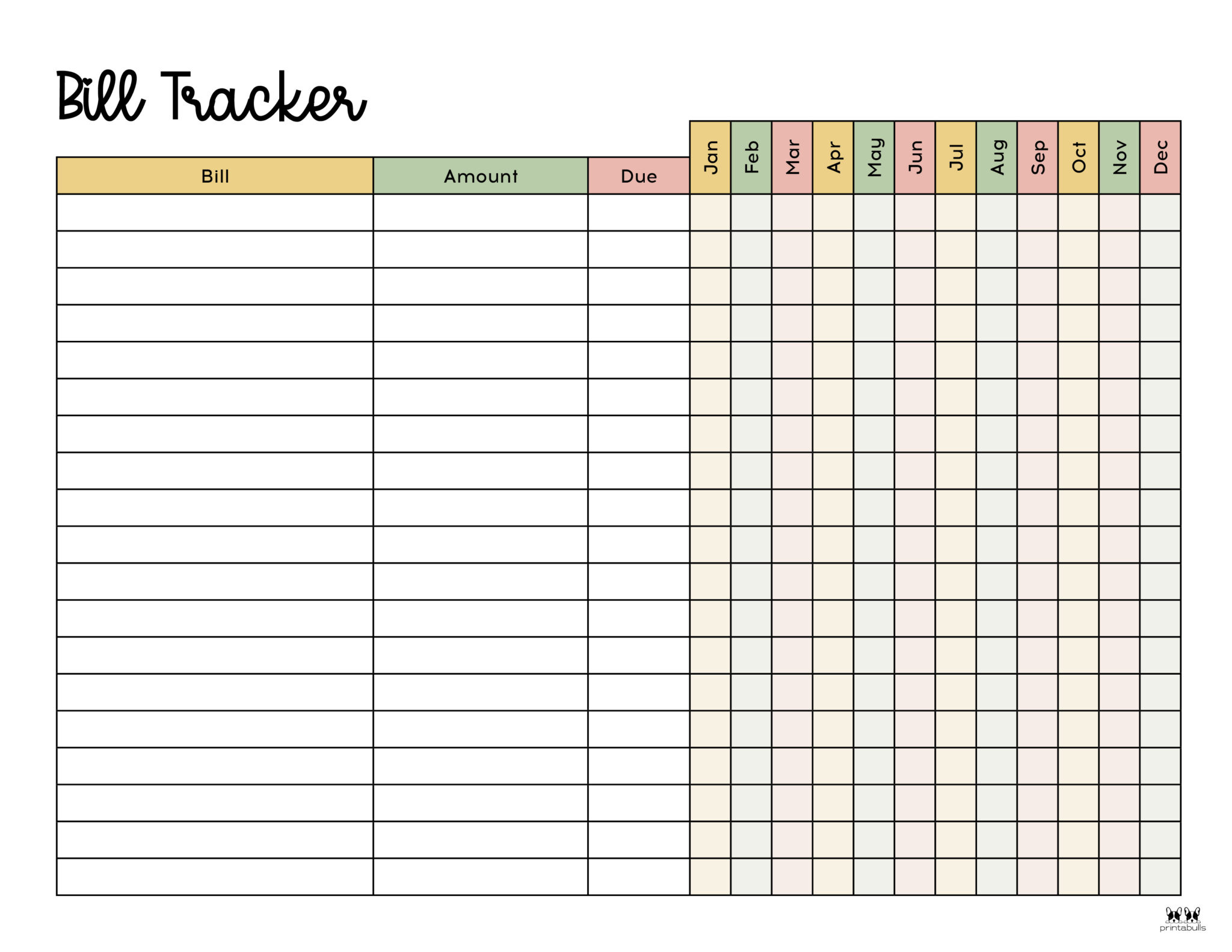 Bill Sheet Printable - Printable Bingo Cards within FREE Printable Bill Tracking Sheets