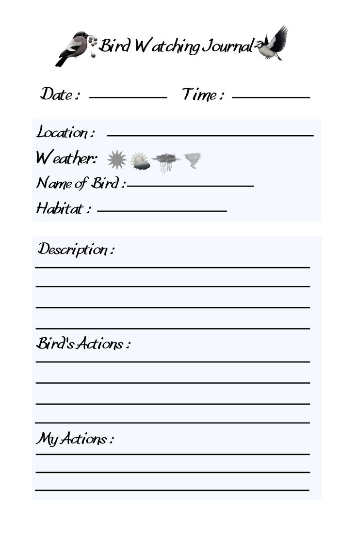 Bird Watching Journal Ideas with regard to Free Printable Bird Watching Journal