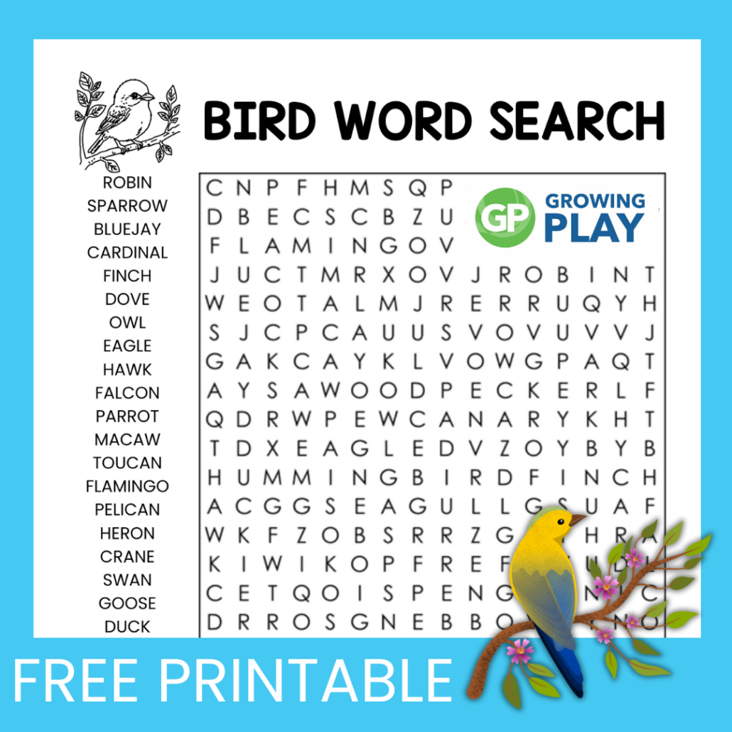 Bird Word Search Free Printable - Growing Play for FREE Printable Bird Word Search