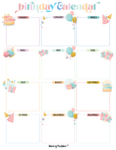 Birthday Calendars - World Of Printables inside Free Printable Birthday Reminder Calendar