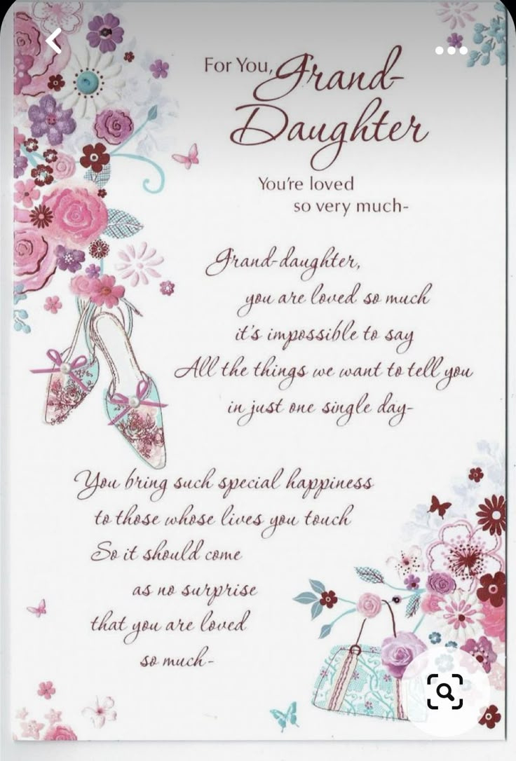 Birthday Card For Granddaughter With Flowers And Shoes in FREE Printable Birthday Cards For Granddaughter