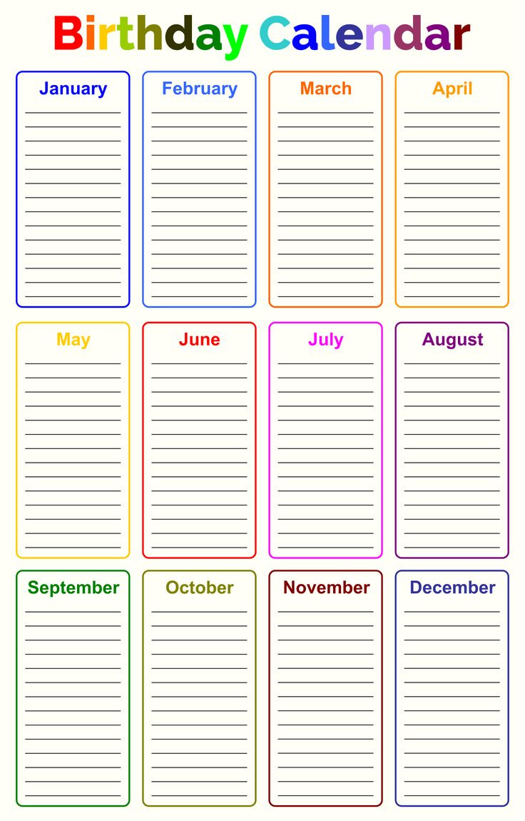 Birthday Chart - 10 Free Pdf Printables | Printablee with regard to Free Printable Birthday Chart Template
