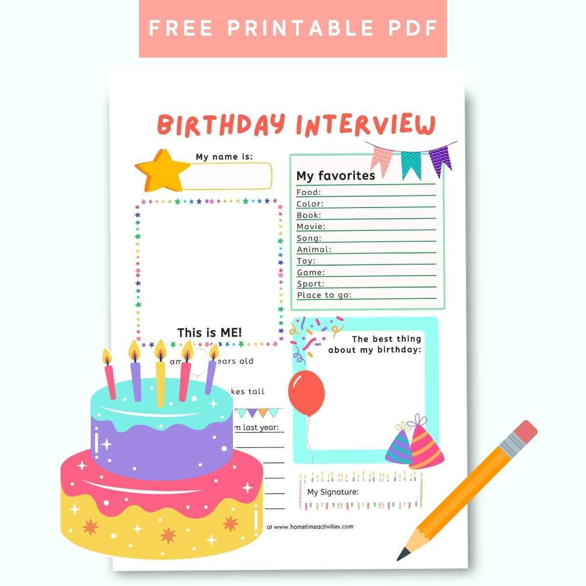 Birthday Interview Questions - Free Printable Pdf throughout Free Printable Birthday Interview Questions