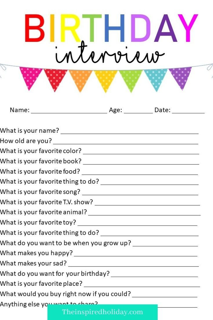 Birthday Interview Template with FREE Printable Birthday Interview Printable
