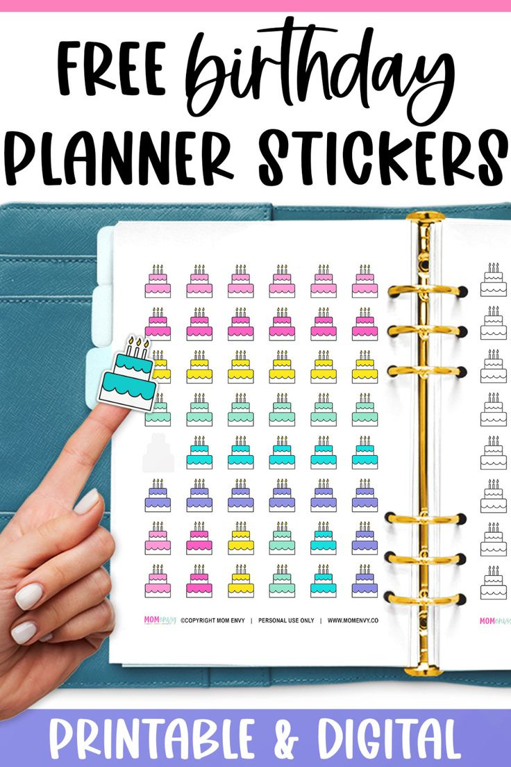 Birthday Planner Stickers - Free Birthday Cake Stickers pertaining to FREE Printable Birthday Planner Stickers