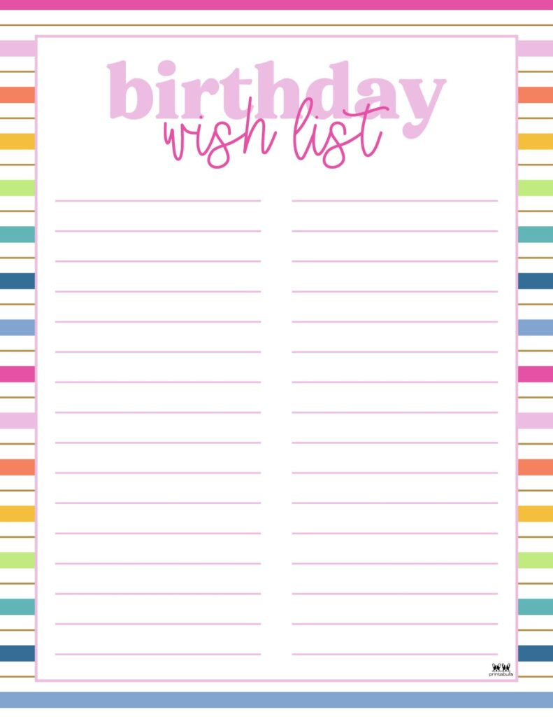 Birthday Wish List Templates - 12 Free Lists | Printabulls throughout Free Printable Birthday Wish List Template