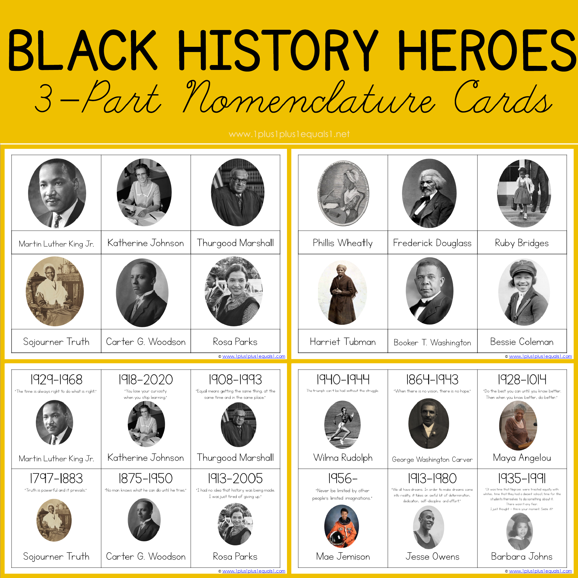 Black History Flashcards - 1+1+1=1 pertaining to Free Printable Black History Flashcards