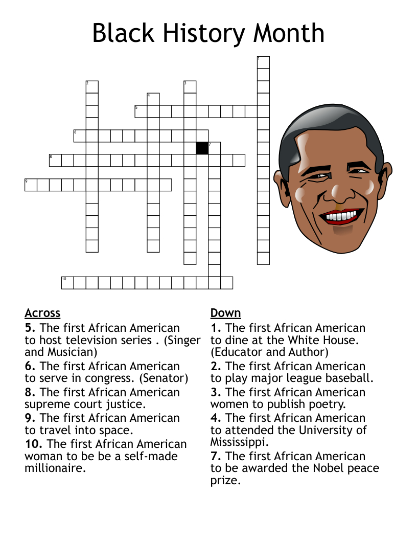 Black History Month Crossword - Wordmint with regard to Free Printable Black History Crossword Puzzle