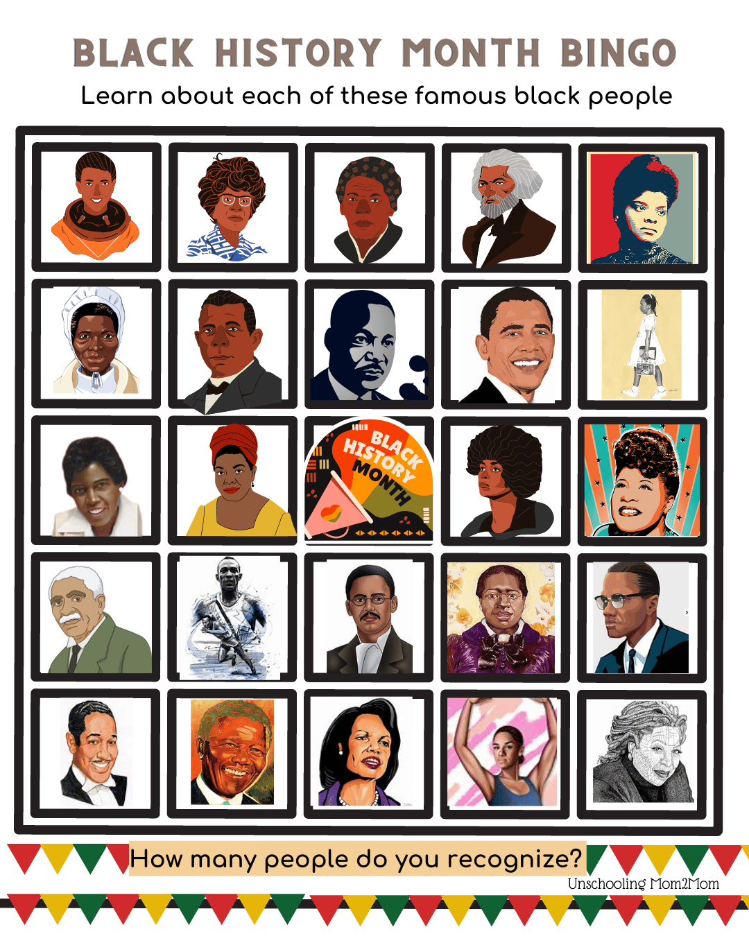 Black History Month for Free Printable Black History Bingo