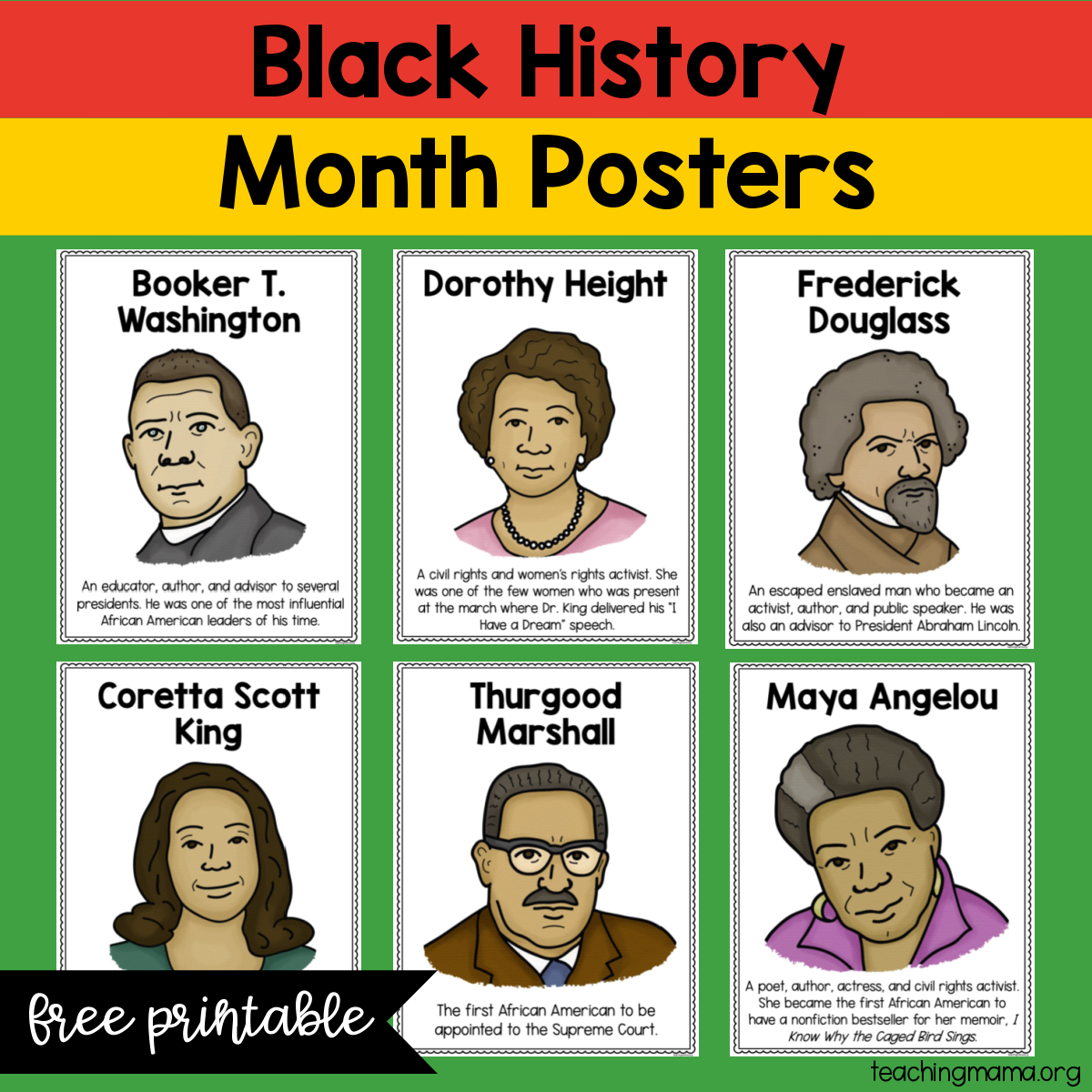 Black History Month Posters - Free Printable - Teaching Mama with FREE Printable Black History Pictures