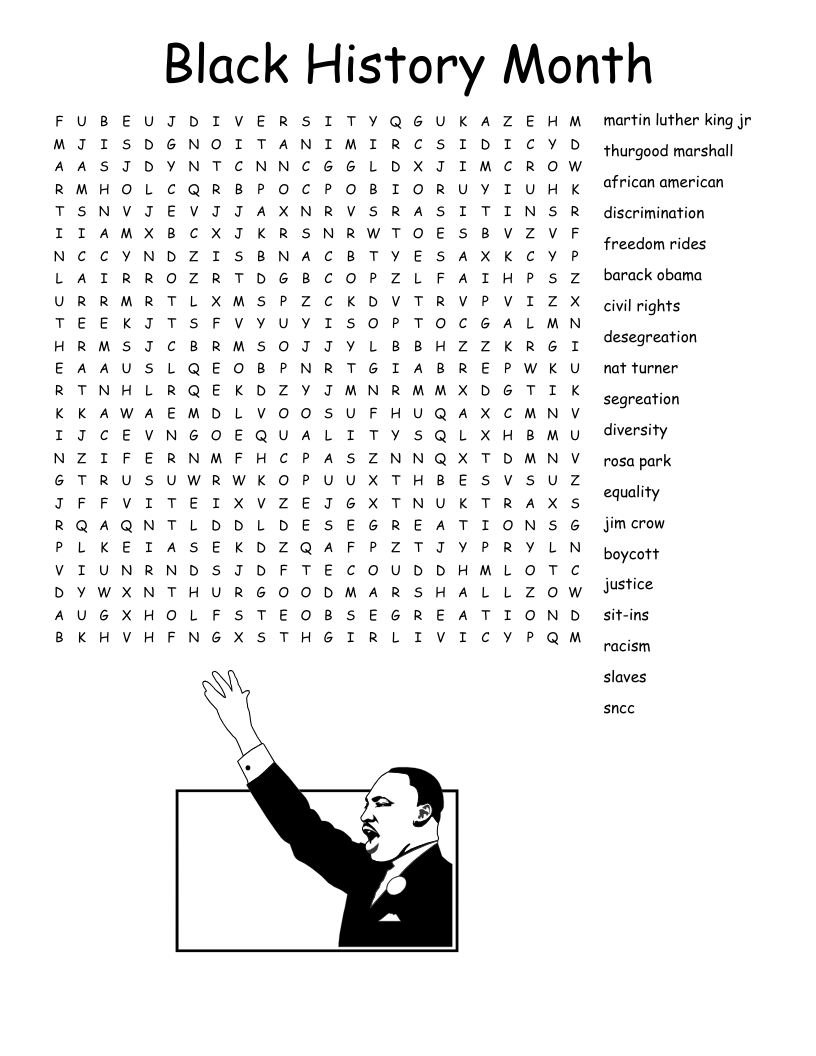 Black History Month Word Search - Wordmint for Free Printable Black History Word Search