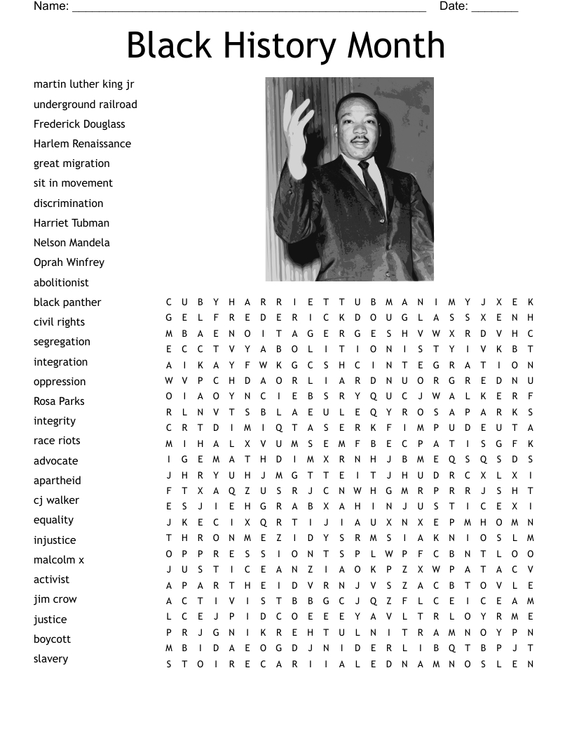 Black History Month Word Search - Wordmint in FREE Printable Black History Word Search Puzzles