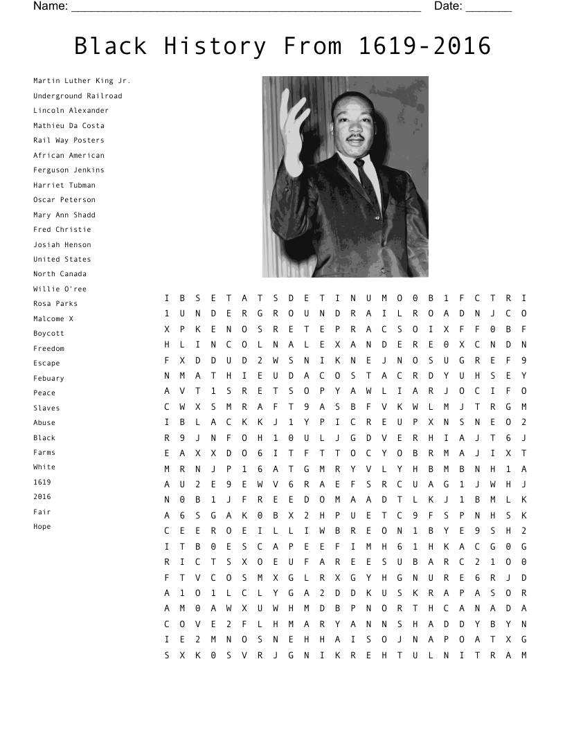 Black History Month Word Search - Wordmint inside Free Printable Black History Word Search