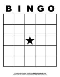 Blank Bingo Template - Tim'S Printables for FREE Printable Blank Bingo Sheets