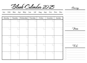 Blank Calendar Template 2025 Free Google Docs Template - Gdoc.io for Free Printable Blank Calendar Template 2025