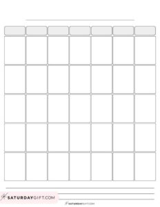 Blank Calendar Templates - 29 Cute &amp; Free Printables | Saturdaygift for FREE Printable Blank Calendar Vertical