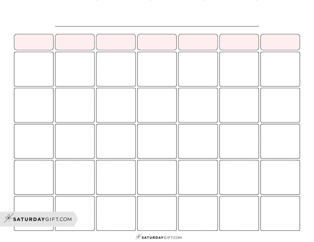 Blank Calendar Templates - 29 Cute &amp;amp; Free Printables | Saturdaygift inside FREE Printable Blank Calendar Grid