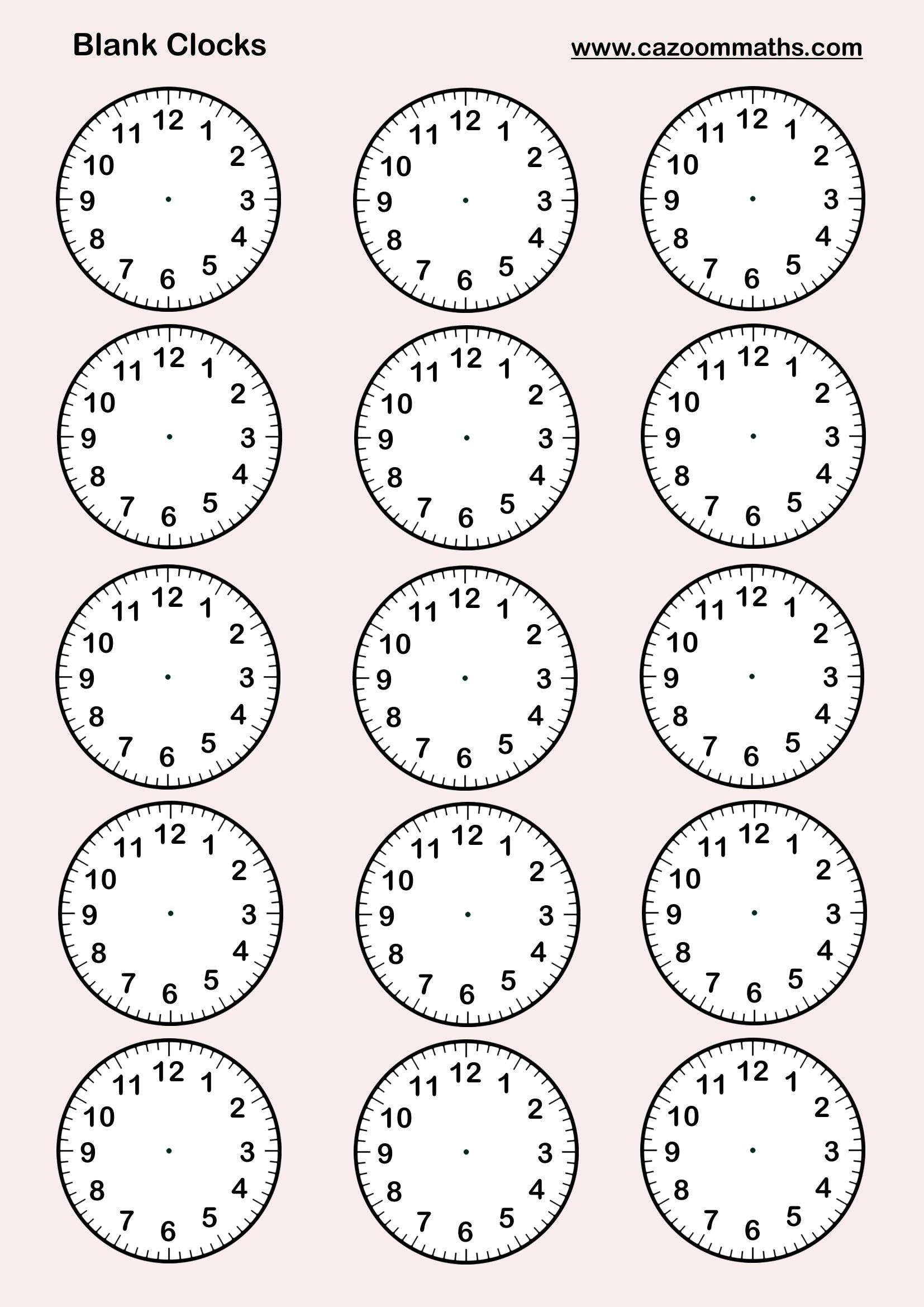 Blank Clocks | Free Teaching Resources inside Free Printable Blank Clock Worksheets