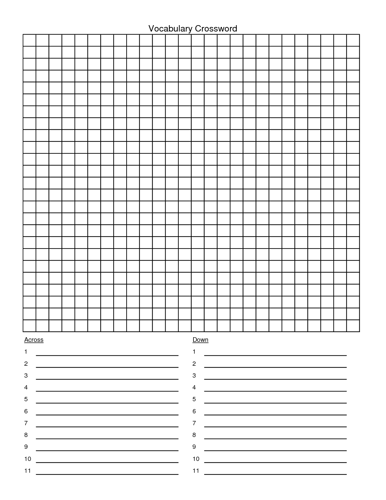 Blank Crossword Puzzle Template - 10 Free Pdf Printables | Printablee for Free Printable Blank Crossword Grid
