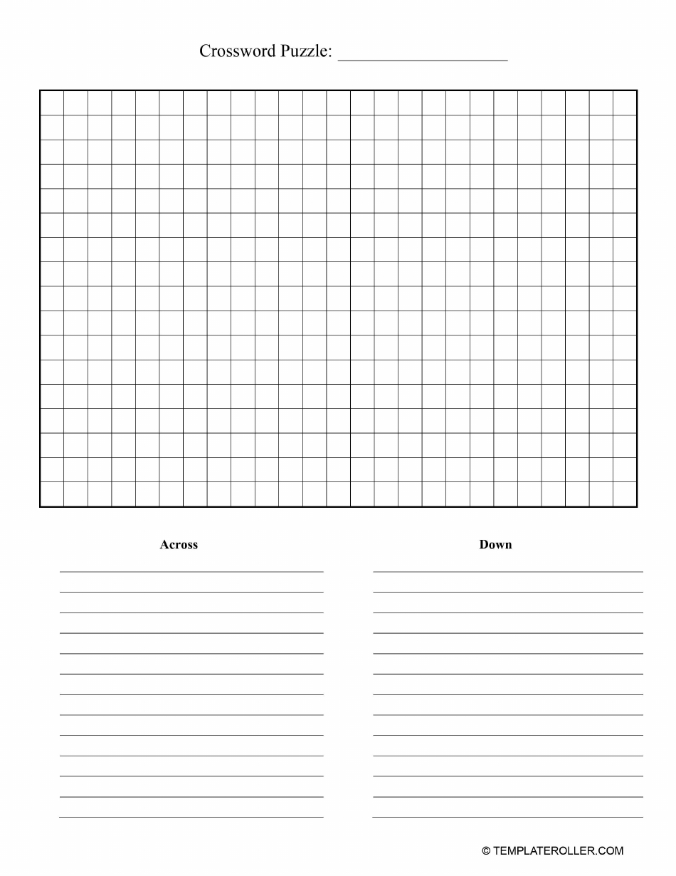 Blank Crossword Puzzle Template Download Fillable Pdf | Templateroller with Free Printable Blank Crossword Grid