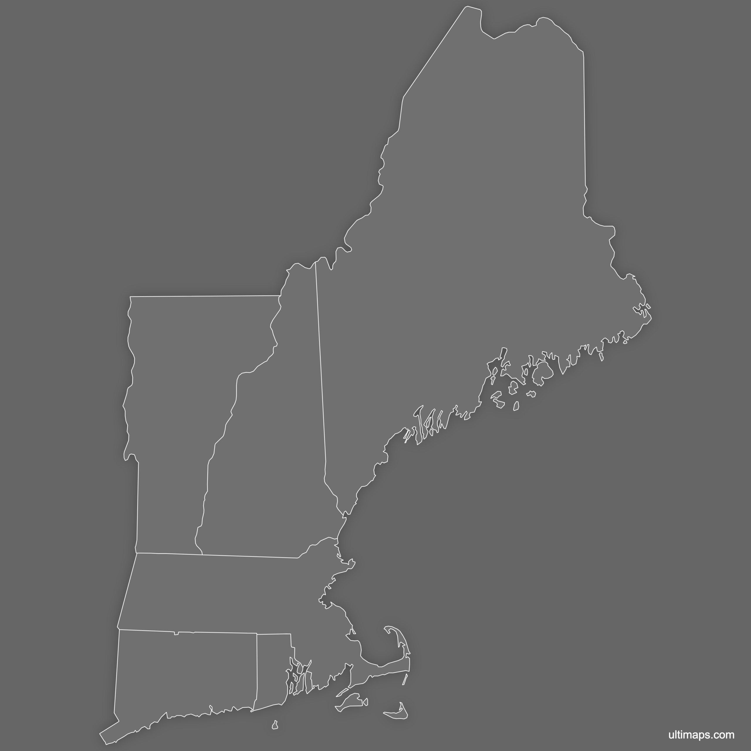 Blank Map Of New England States — Ultimaps with regard to Free Printable Blank Map Of New England States