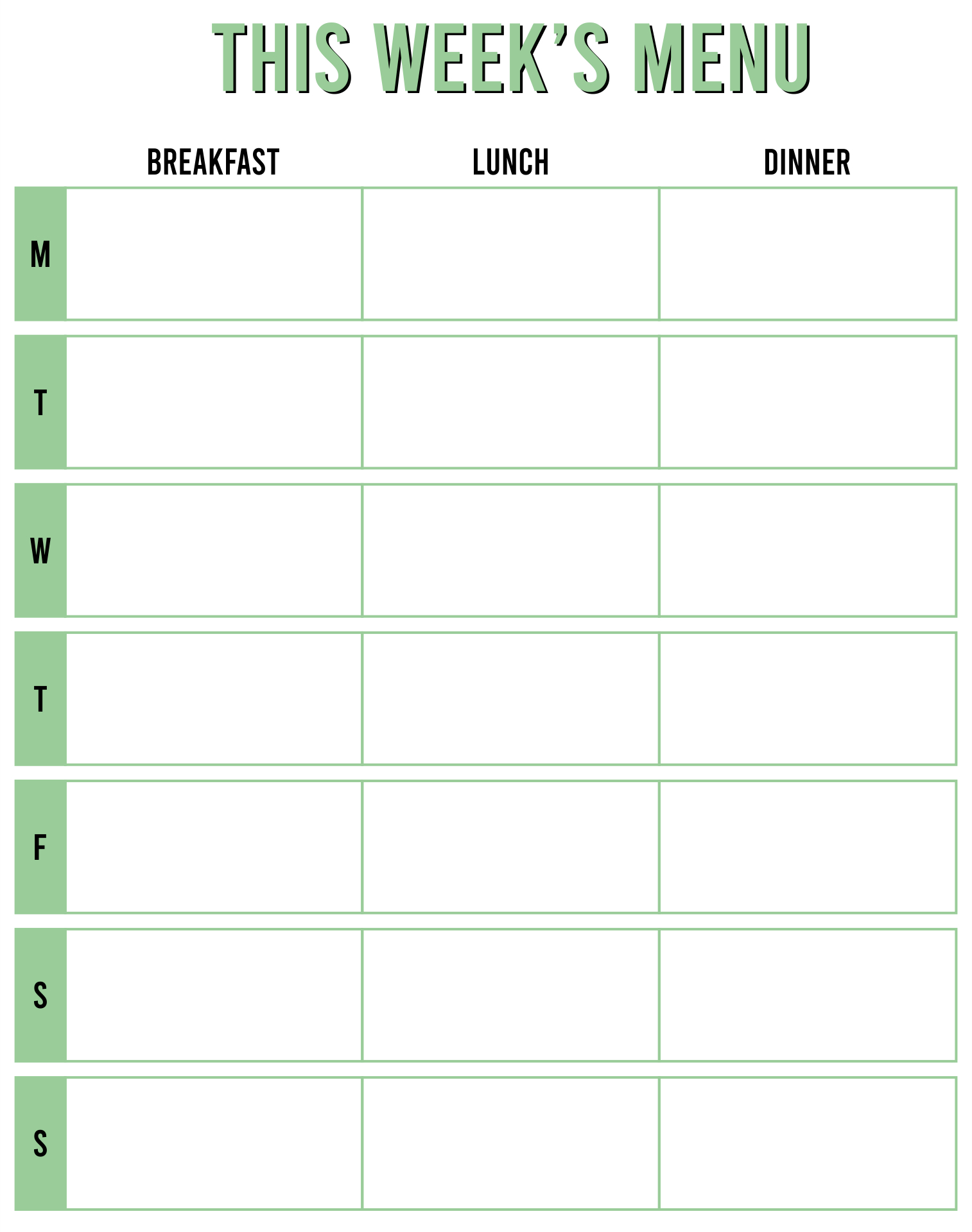 Blank Menu For Day Care - 10 Free Pdf Printables | Printablee with FREE Printable Blank Menu Templates
