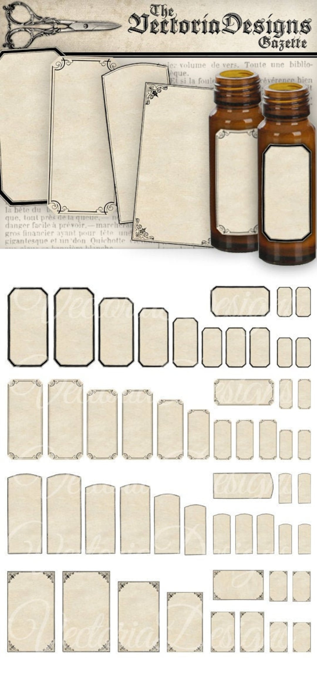 Blank Mini Apothecary Labels, Printable Blank Add Text Label, Vintage Blank Label, Hobby Crafting, Instant Download, Bottle Label, 000421 - Etsy.de with FREE Printable Blank Apothecary Labels