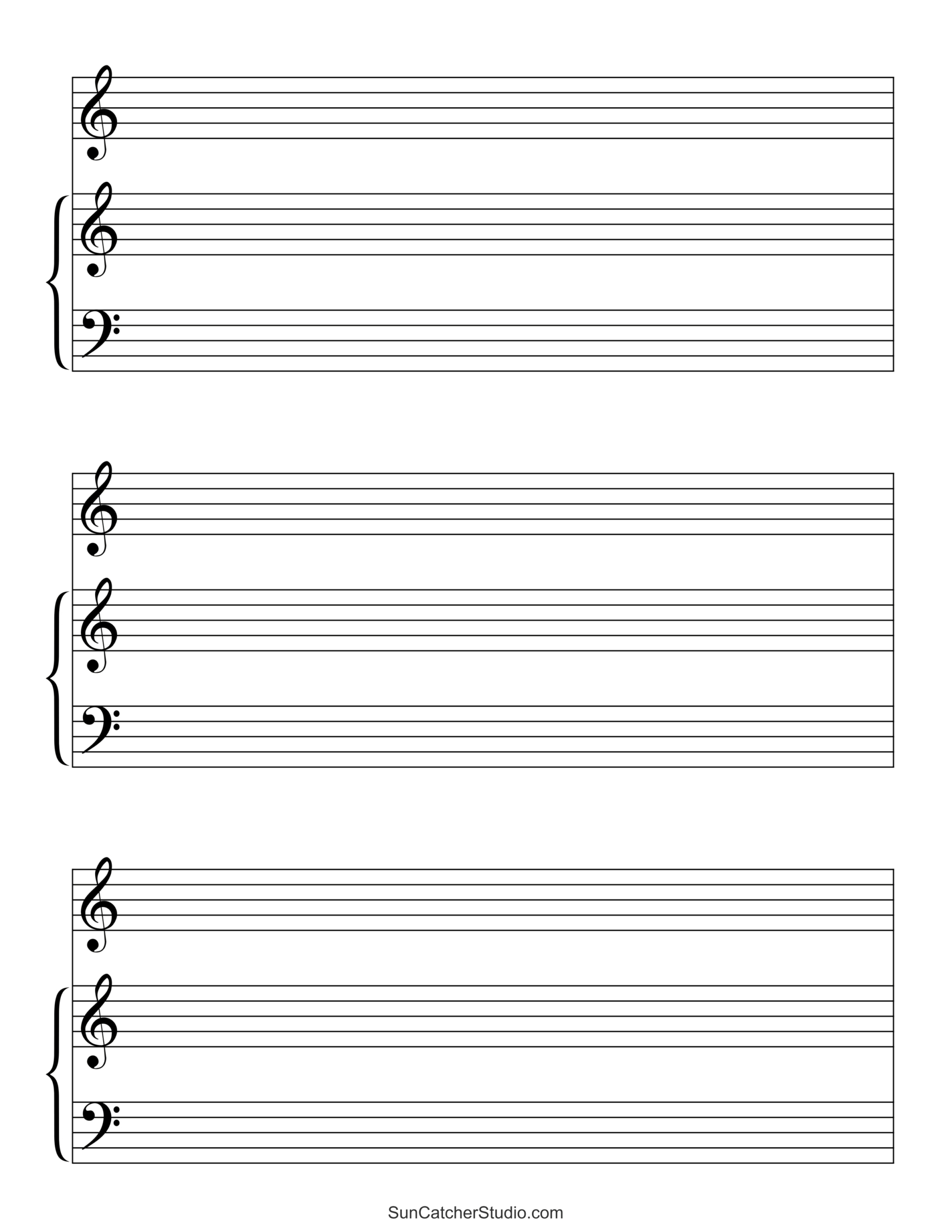 Blank Sheet Music (Free Printable Staff Paper) – Free Printables within Free Printable Broadway Sheet Music
