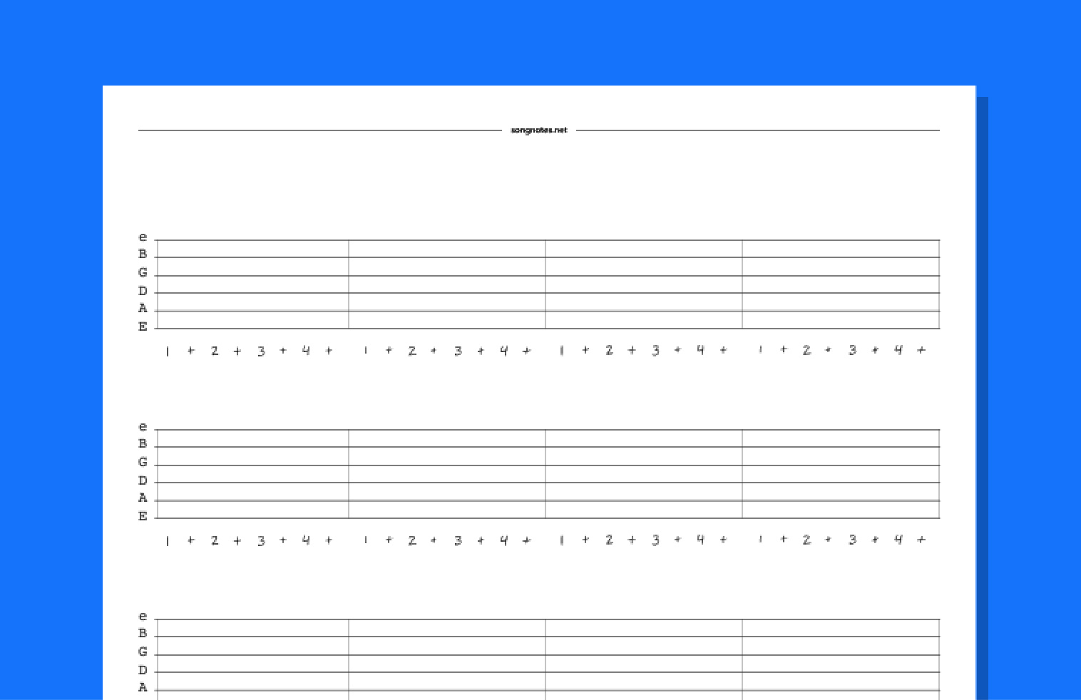 Blank Tabs - Free Pdf Templates To Download, Print, And Write Your for Free Printable Blank Guitar Tab Sheets