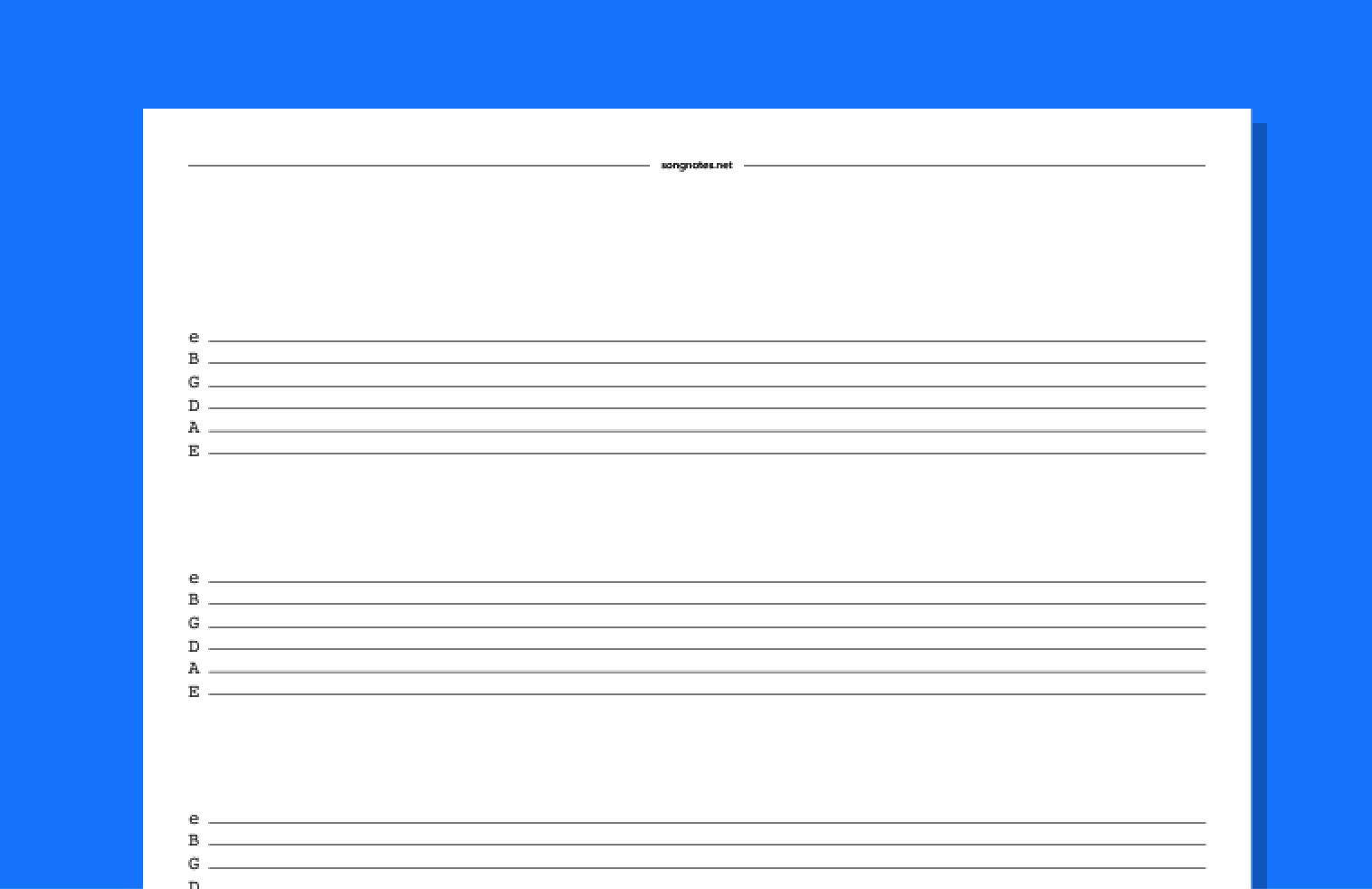 Blank Tabs - Free Pdf Templates To Download, Print, And Write Your in FREE Printable Blank Sheet Music For Guitar