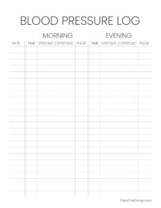 Blood Pressure Log Sheet - Paper Trail Design in Free Printable Bp Log Sheet