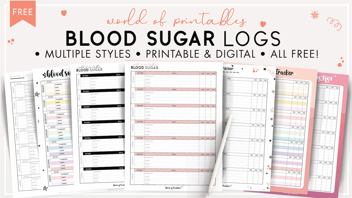 Blood Sugar Logs - World Of Printables for FREE Printable Blood Glucose Diary
