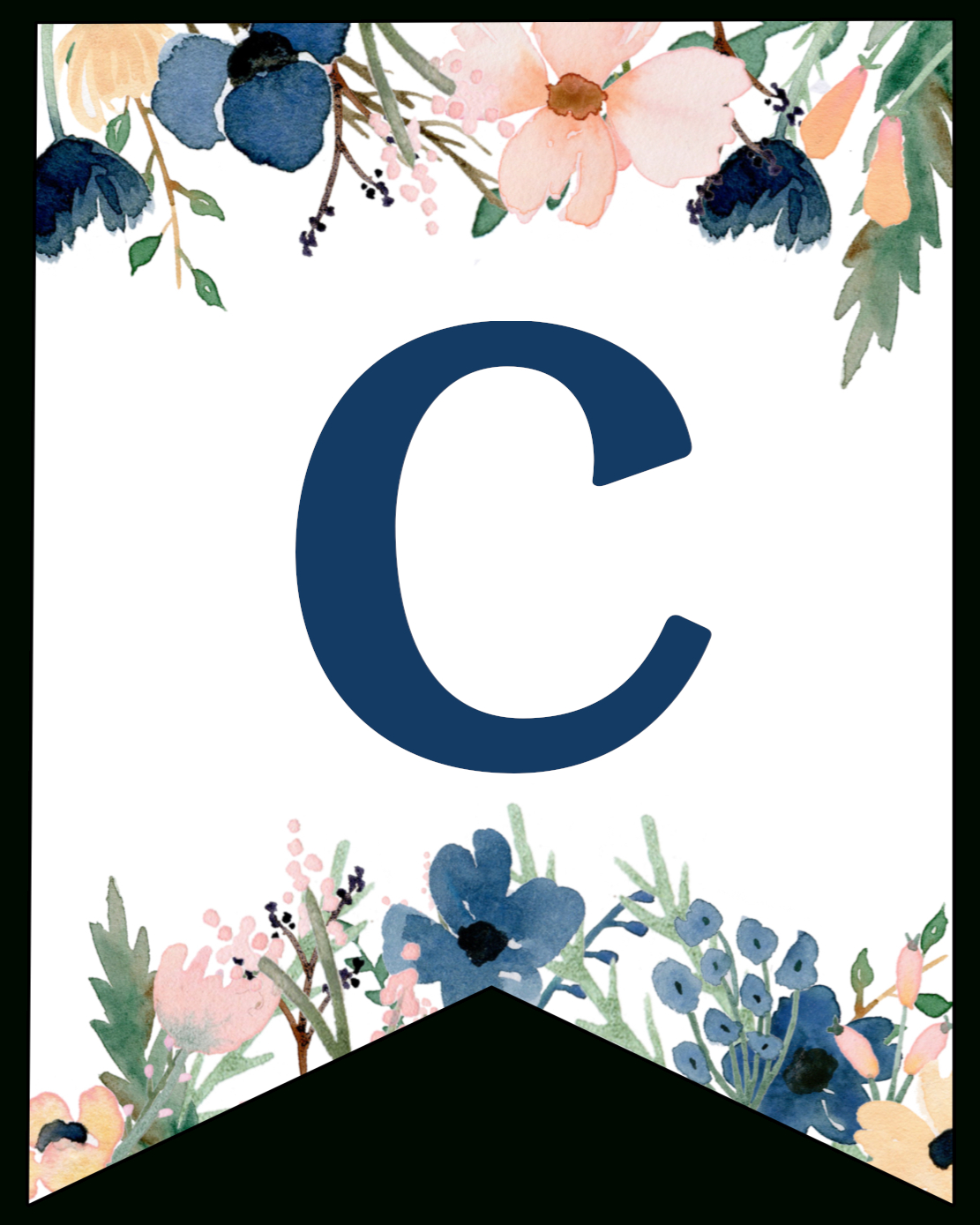 Blue &amp;amp; Pink Floral Banner Letters Free Printable - Paper Trail Design with regard to FREE Printable Banner Letters Blue
