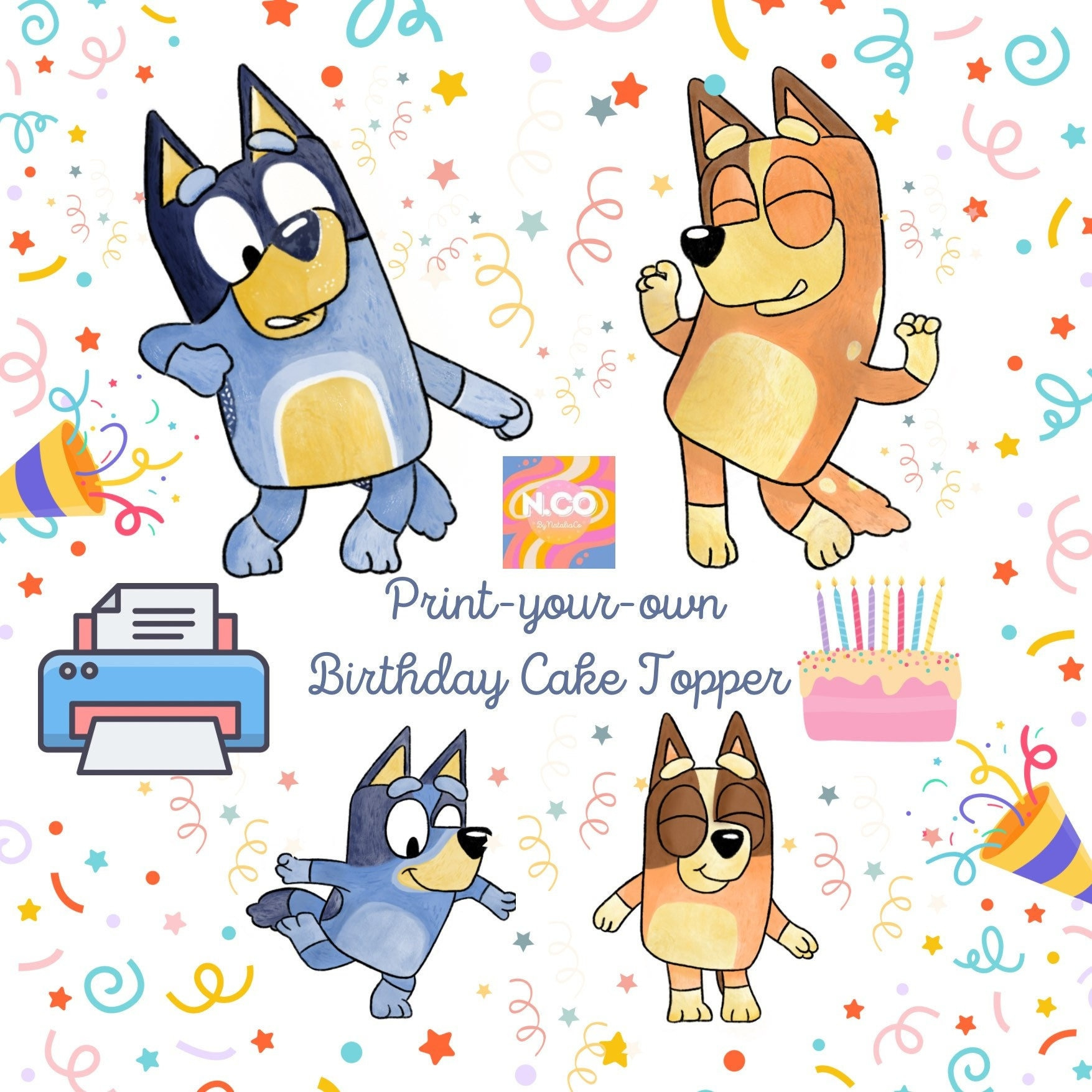 Bluey Birthday Cake Topper Printable Bluey Birthday Cake Topper pertaining to Free Printable Bluey Cake Topper Printable