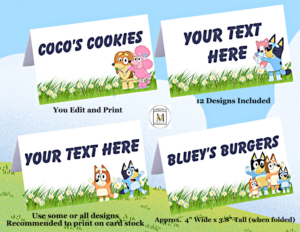 Bluey Birthday Party Food Label-Candy Label-Place Cards/ Editable within FREE Printable Bluey Food Labels