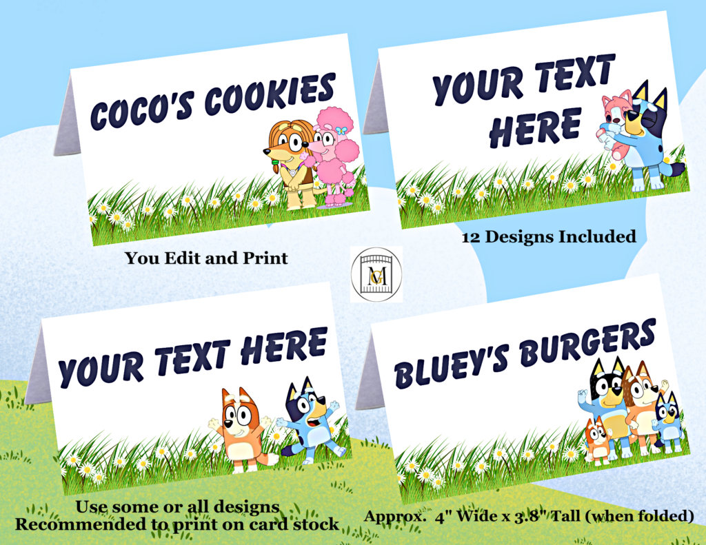 Bluey Birthday Party Food Label-Candy Label-Place Cards/ Editable within FREE Printable Bluey Food Labels