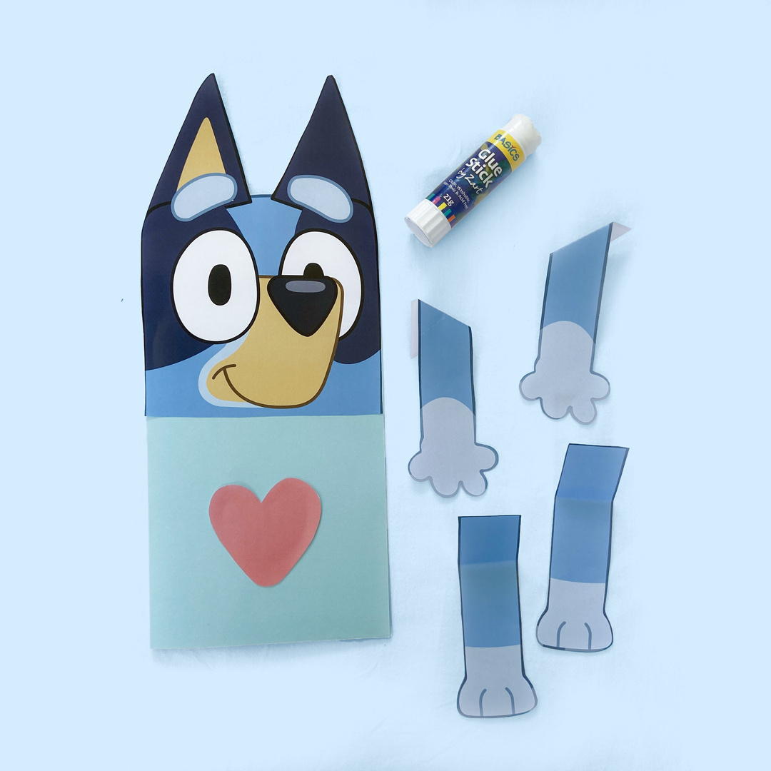 Bluey Hug Card - Cbeebies with FREE Printable Bluey Cut Out Template