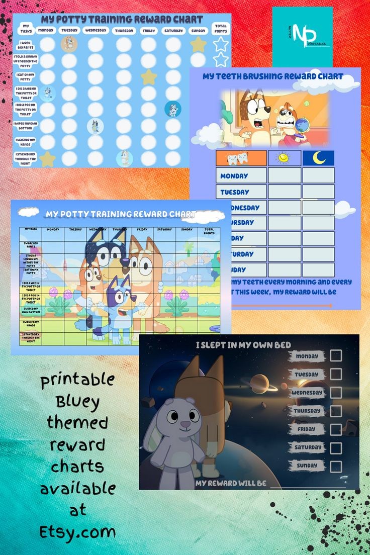 Bluey Themed Printable Reward Charts with FREE Printable Bluey Potty Chart
