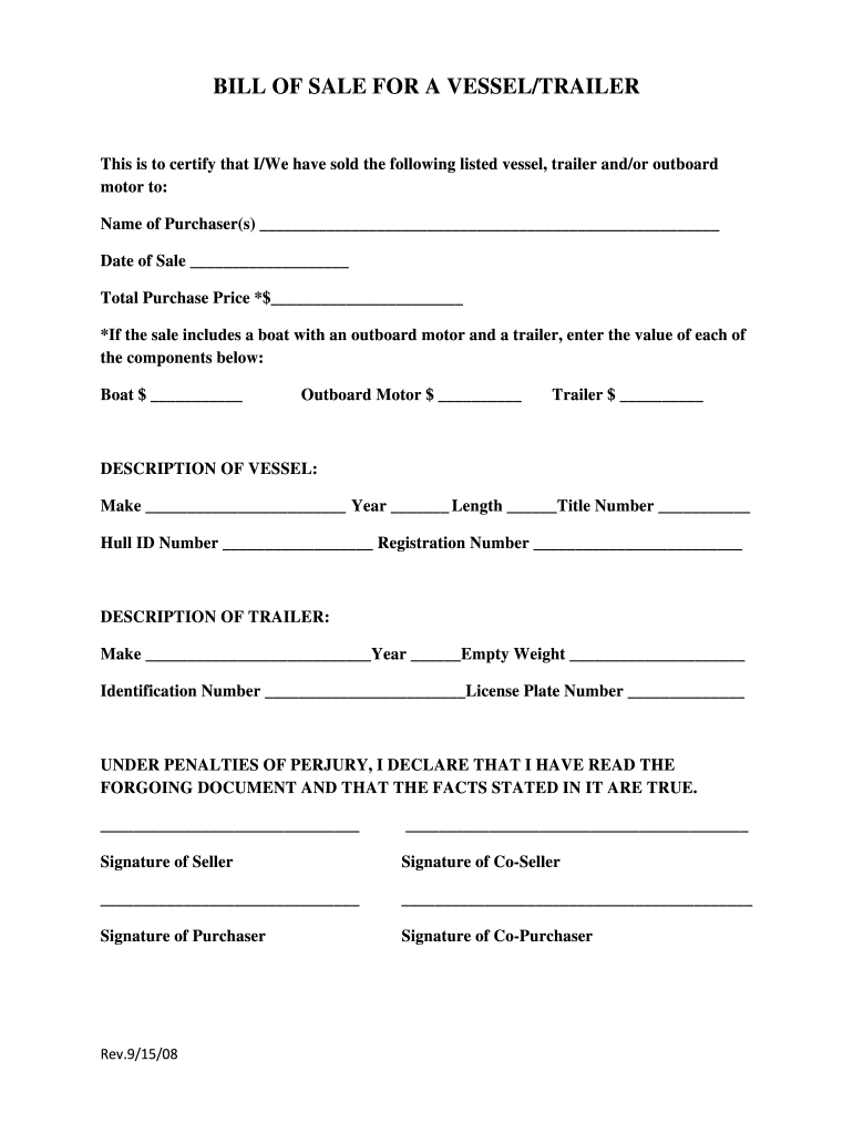 Boat And Trailer Bill Of Sale: Fill Out &amp;amp; Sign Online | Dochub regarding FREE Printable Bill of Sale For Boat Trailer