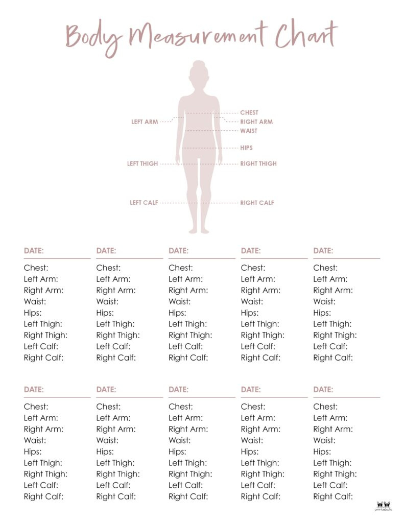 Body Measurement Charts - Free Printables | Printabulls in Free Printable Body Measurement Chart Female