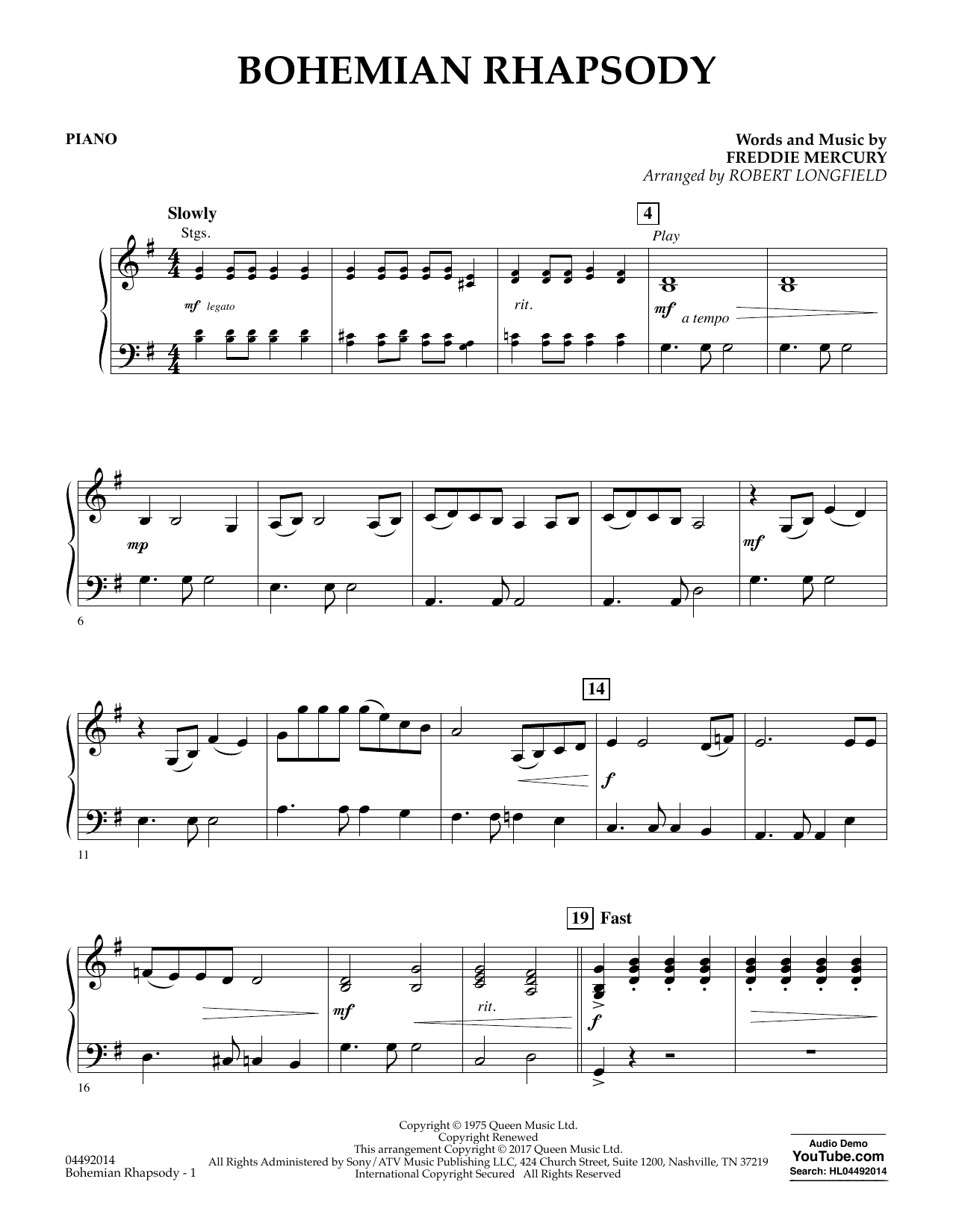 Bohemian Rhapsody - Pianorobert Longfield Sheet Music For within FREE Printable Bohemian Rhapsody Piano Sheet Music