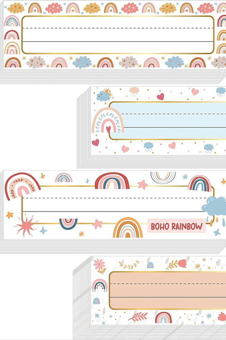 Boho Desk Name Plates From Amazon Classroom Decor Boho Theme Rainbow throughout Free Printable Boho Name Tags