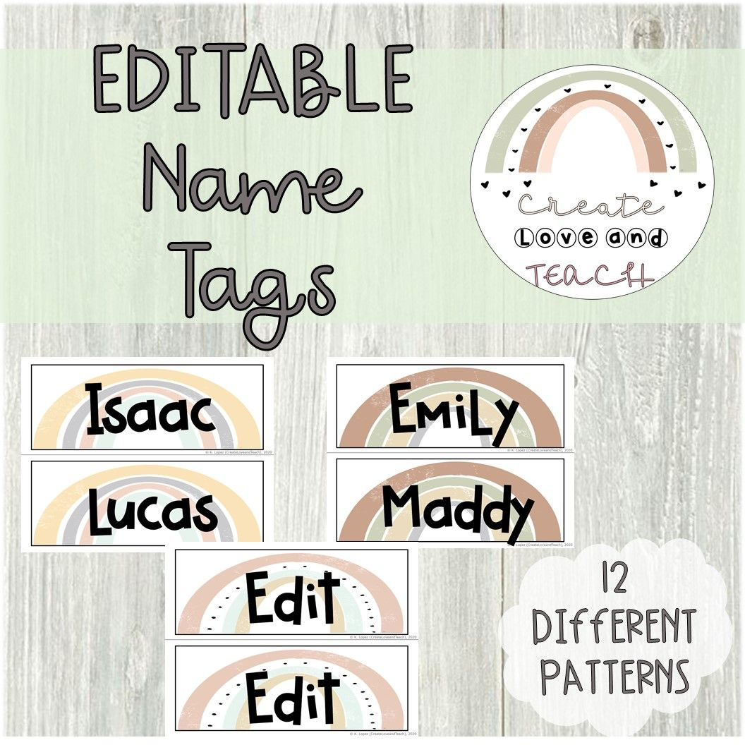 Boho Name Tags Haooryx Boho Rainbow Kids Photo Nameplates For Desk regarding FREE Printable Boho Name Tags