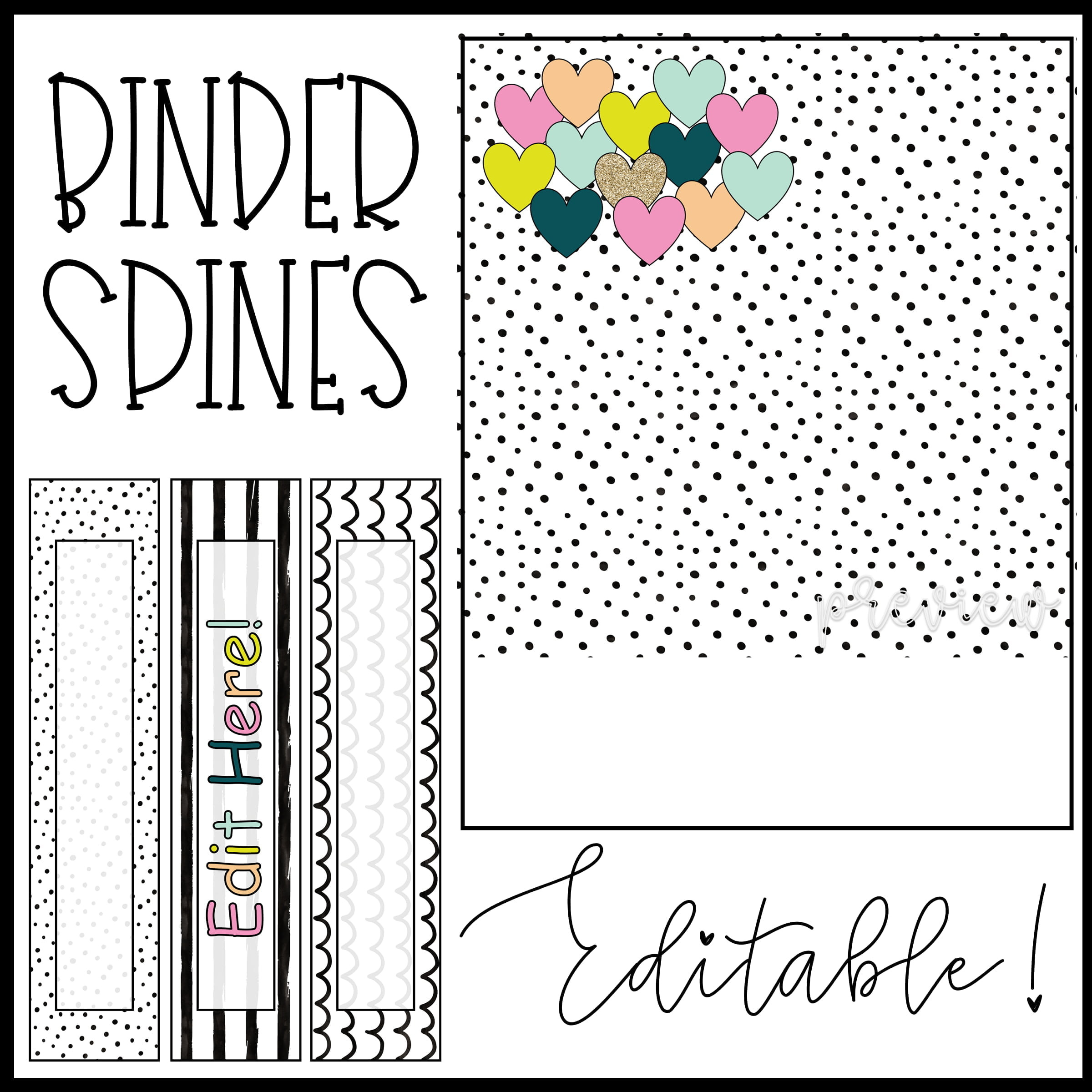 Bold Brights Editable Binder Covers | Confetti &amp;amp; Creativity pertaining to Free Printable Binder Covers Editable