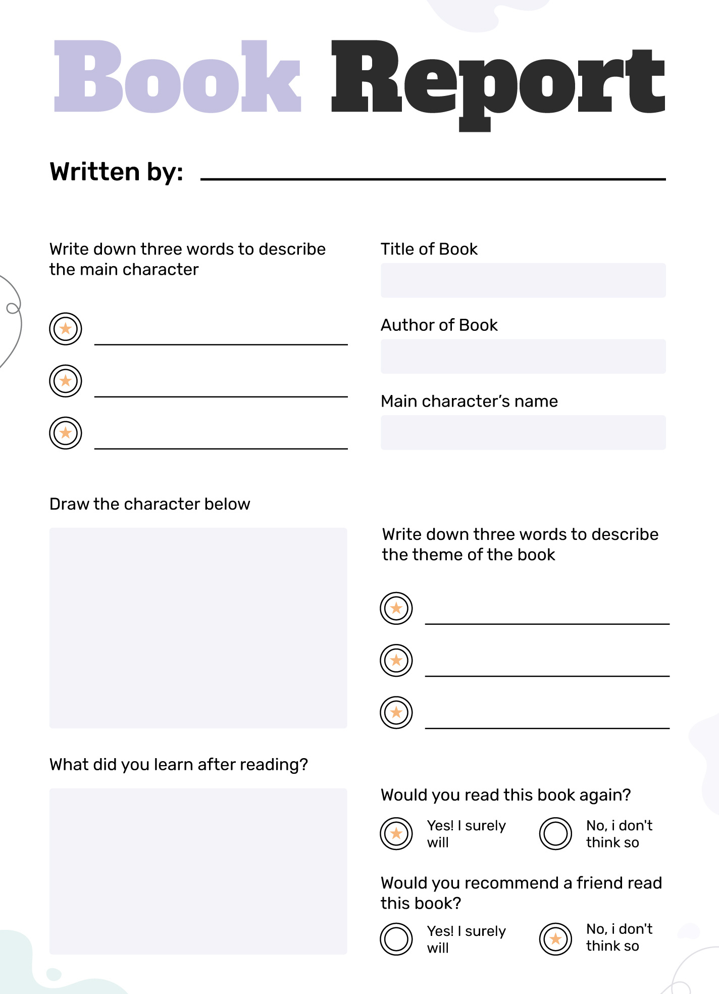 Book Report 4Th Grade Free Google Docs Template - Gdoc.io inside FREE Printable Book Reports For 4th Graders
