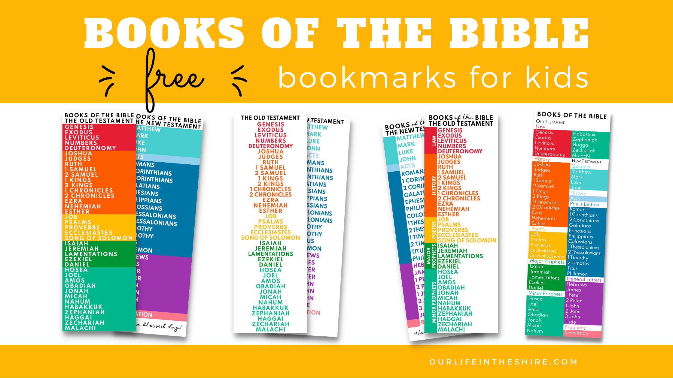 Books Of The Bible - Bookmarks! - Our Life In The Shire throughout FREE Printable Books of the Bible Bookmarks Templates