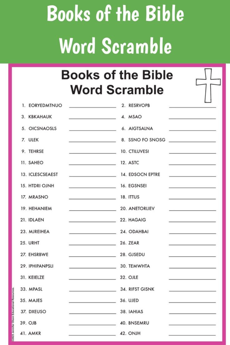 Books Of The Bible Word Scramble in Free Printable Bible Word Scramble Games