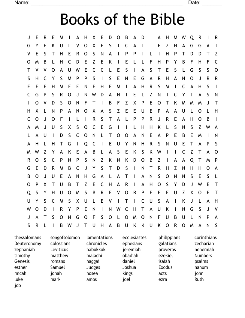 Books Of The Bible Word Search - Wordmint throughout FREE Printable Books of the Bible Word Search